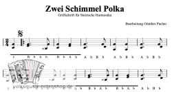 Zwei Schimmel Polka v. Ivan Preseren - Griffschrift zum Download
