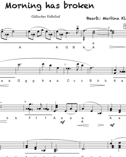 Morning has broken - schwer - Griffschrift zum Download