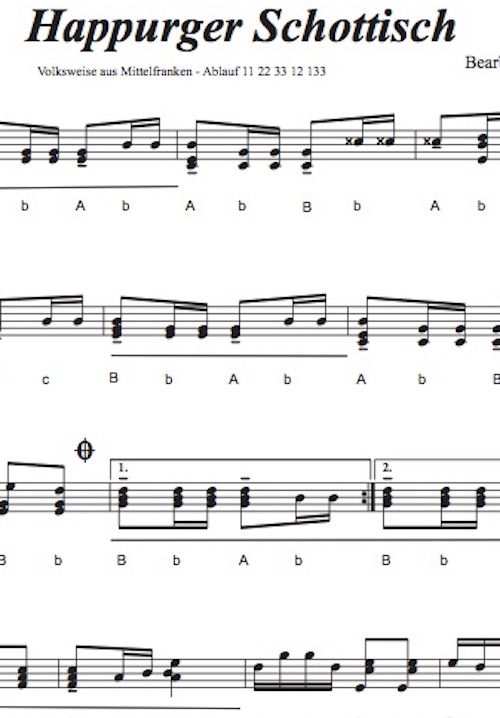 Happurger Schottisch - Griffschrift zum Download
