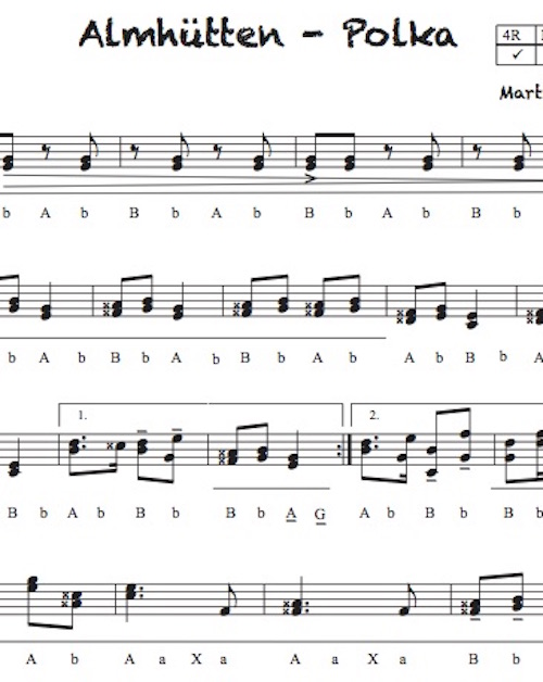 Almhütten-Polka - Griffschrift zum Download