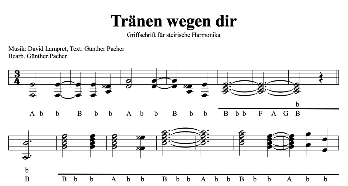 Tränen wegen dir - v. David Lampret - Griffschrift zum Download